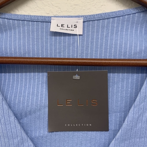 Le Lis Baby Blue Ribbed Knit Bodysuit - Picture 6 of 11